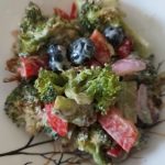 Add blueberries and greek yoghurt -Easy and healthy roasted broccoli salad recipe- Being Rubitah- family recipes