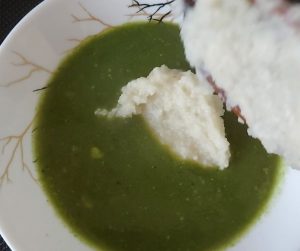 add cooked millet- fibre rich healthy green vegetable soup- Being Rubitah- family recipes