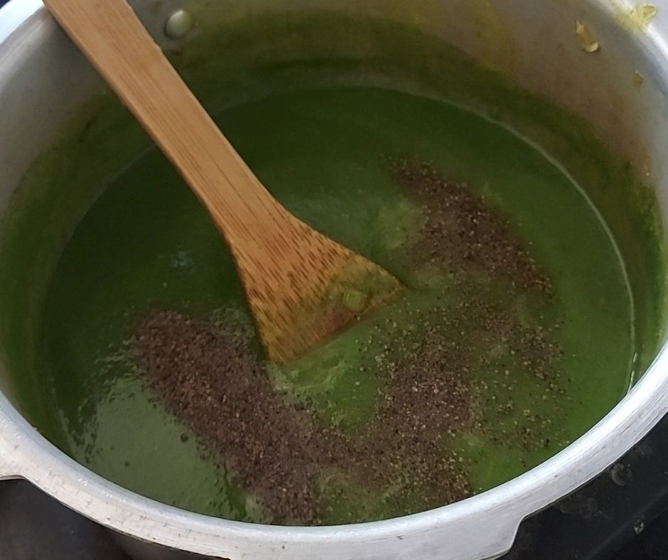 add pepper powder- fibre rich healthy green vegetable soup- Being Rubitah- family recipes
